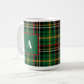 Green Red Classic Christmas Kariert Monogram Initi Kaffeetasse (Vorderseite Links)