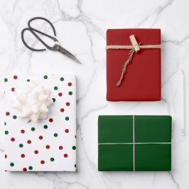 Green Red Confetti Polka Dot Christmas Geschenkpapier Set