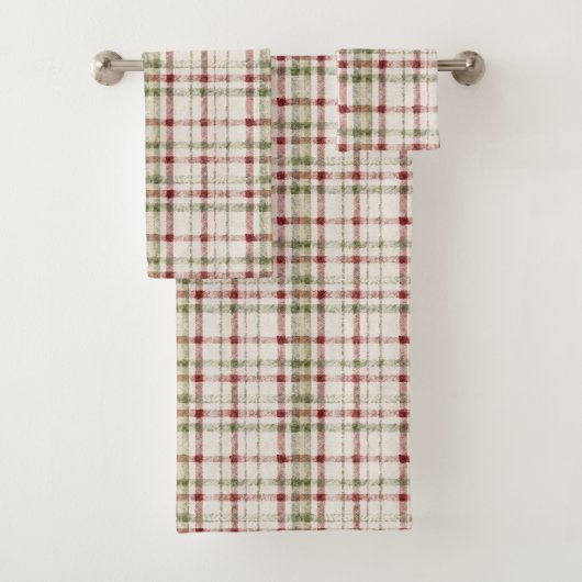 Green Red Cream Stripes  Badhandtuch Set (Insitu)