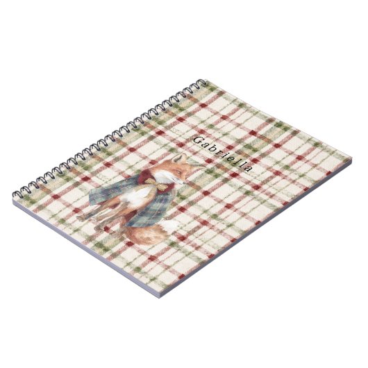 Green Red Cream Stripes Fox Notizblock (Linke Seite)