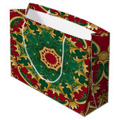 Green Red Decoration Weihnachtsgeschenk Tasche Große Geschenktüte (Rückseite Schrägansicht)
