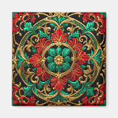 Green Red Decoration Weihnachtsmagnet Magnet (Vorne)
