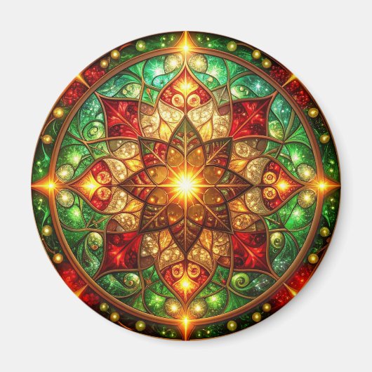 Green Red Decorative Christmas Holiday Magnet (Vorne)