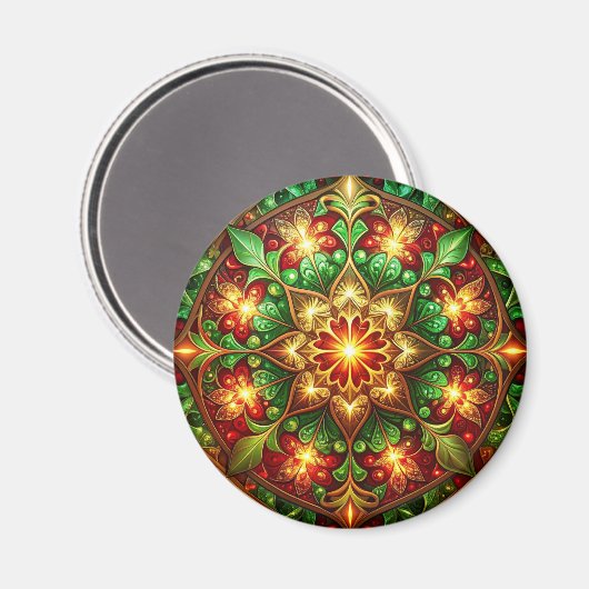Green Red Decorative Christmas Holiday Magnet (Vorderseite/Rückseite)