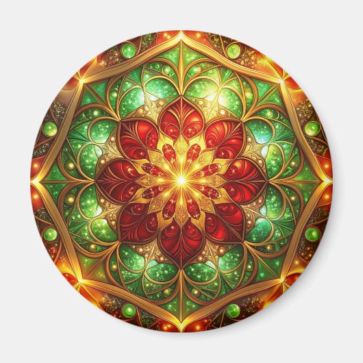 Green Red Decorative Christmas Holiday Magnet (Vorne)