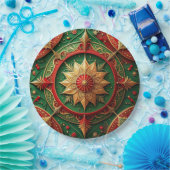 Green Red Decorative Christmas Holiday Paper Plate Pappteller (Party)