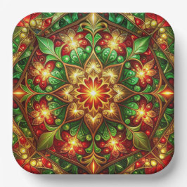 Green Red Decorative Christmas Holiday Paper Plate Pappteller
