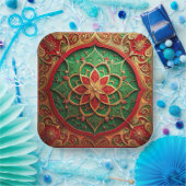 Green Red Decorative Christmas Holiday Paper Plate Pappteller (Party)