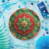 Green Red Decorative Christmas Holiday Paper Plate Pappteller (Party)