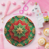Green Red Decorative Christmas Holiday Paper Plate Pappteller (Party)
