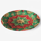 Green Red Decorative Christmas Holiday Paper Plate Pappteller (Schrägansicht)