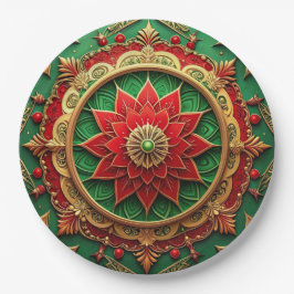 Green Red Decorative Christmas Holiday Paper Plate Pappteller