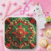 Green Red Decorative Christmas Holiday Paper Plate Pappteller (Party)