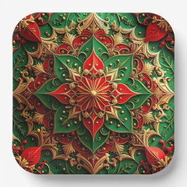 Green Red Decorative Christmas Holiday Paper Plate Pappteller