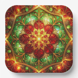 Green Red Decorative Christmas Holiday Paper Plate Pappteller