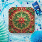 Green Red Decorative Christmas Holiday Paper Plate Pappteller (Party)