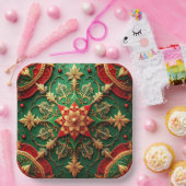 Green Red Decorative Christmas Holiday Paper Plate Pappteller (Party)