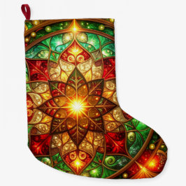Green Red Decorative Christmas Holiday Stocking Großer Weihnachtsstrumpf