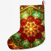 Green Red Decorative Christmas Holiday Stocking Großer Weihnachtsstrumpf (Rückseite)