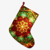 Green Red Decorative Christmas Holiday Stocking Großer Weihnachtsstrumpf (Vorderansicht (hängend))