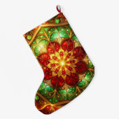 Green Red Decorative Christmas Holiday Stocking Großer Weihnachtsstrumpf (Rückseite (Hängend))