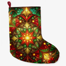 Green Red Decorative Christmas Holiday Stocking Großer Weihnachtsstrumpf