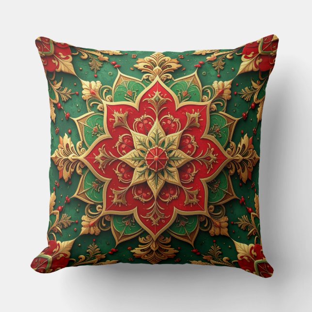 Green Red Decorative Christmas Throw Pillow Kissen (Vorderseite)