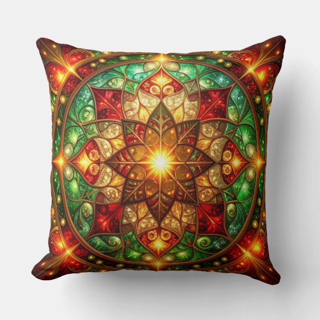 Green Red Decorative Christmas Throw Pillow Kissen (Vorderseite)