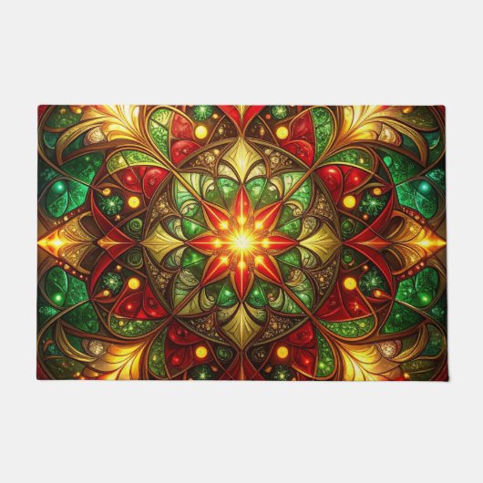 Green Red Decorative Holiday Doormat Fußmatte (Vorderseite)