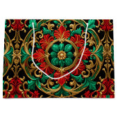 Green Red Decorative Holiday Gift Bag Große Geschenktüte (Vorderseite)