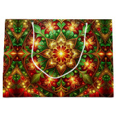 Green Red Decorative Holiday Gift Bag Große Geschenktüte (Vorderseite)