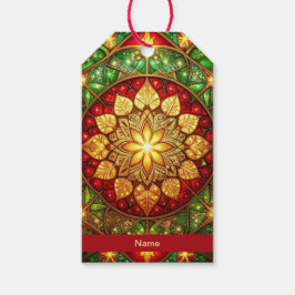 Green Red Decorative Holiday Gift Tag Geschenkanhänger