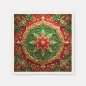 Green Red Decorative Holiday Napkin Serviette (Vorderseite)