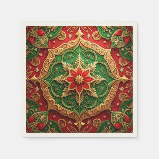 Green Red Decorative Holiday Napkin Serviette (Vorderseite)
