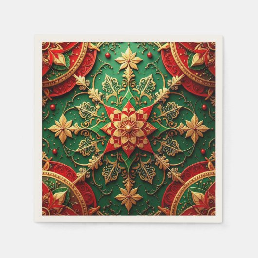 Green Red Decorative Holiday Napkin Serviette (Vorderseite)