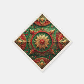Green Red Decorative Holiday Napkin Serviette (Ecke)