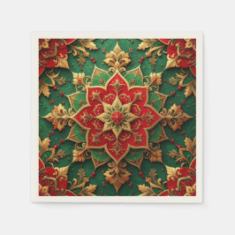 Green Red Decorative Holiday Napkin Serviette
