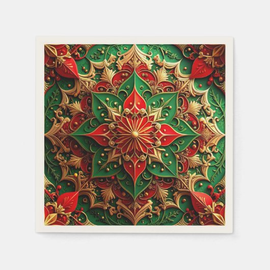 Green Red Decorative Holiday Napkin Serviette (Vorderseite)