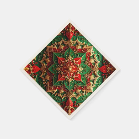 Green Red Decorative Holiday Napkin Serviette (Ecke)