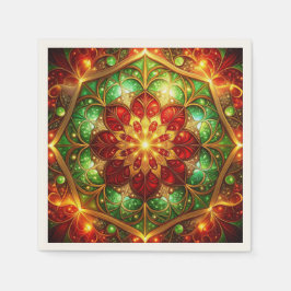 Green Red Decorative Holiday Napkin Serviette