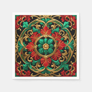 Green Red Decorative Holiday Napkin Serviette
