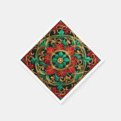 Green Red Decorative Holiday Napkin Serviette (Ecke)