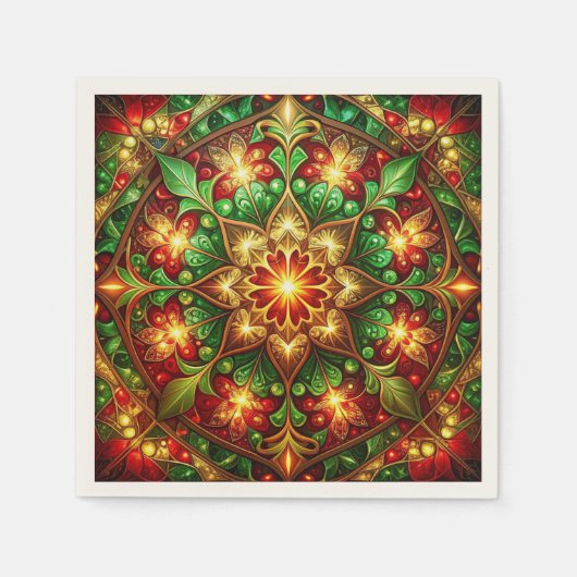 Green Red Decorative Holiday Napkin Serviette (Vorderseite)