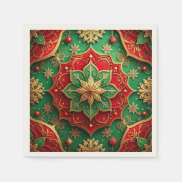 Green Red Decorative Holiday Napkin Serviette