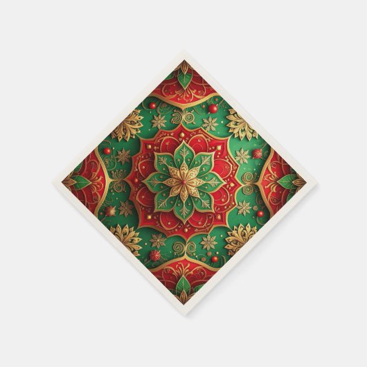 Green Red Decorative Holiday Napkin Serviette (Ecke)