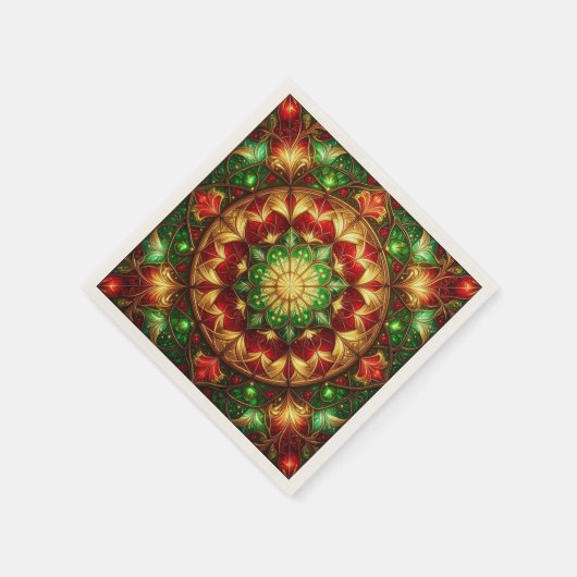 Green Red Decorative Holiday Napkin Serviette (Ecke)