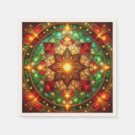 Green Red Decorative Holiday Napkin Serviette (Vorderseite)
