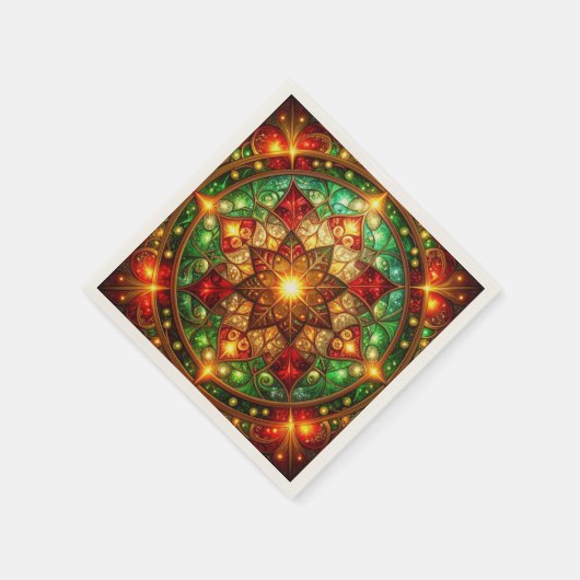 Green Red Decorative Holiday Napkin Serviette (Ecke)