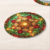 Green Red Decorative Holiday Paper Coaster Runder Pappuntersetzer (Angewinkelt)
