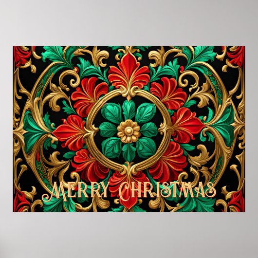 Green Red Decorative Holiday Poster (Vorne)